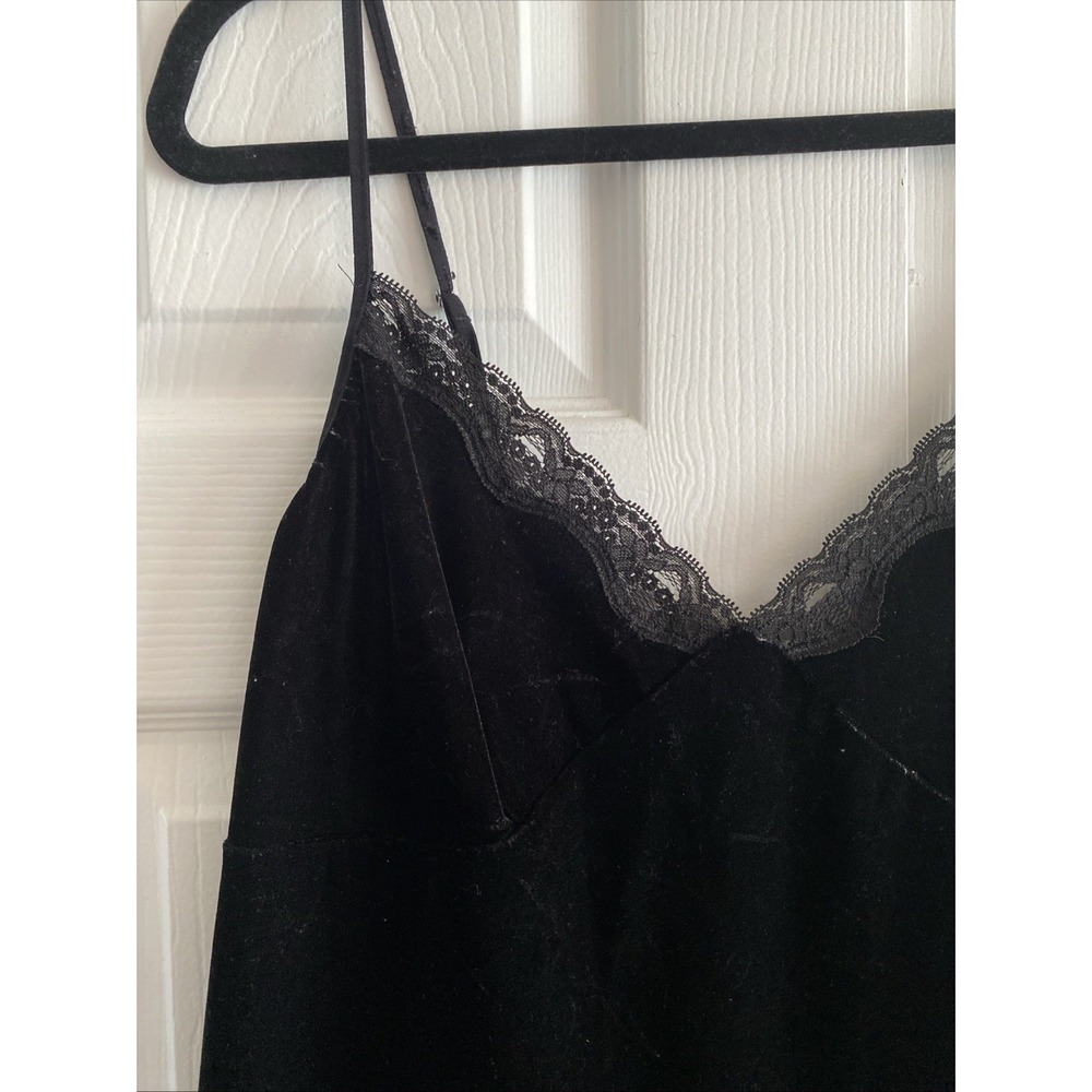 Secret Treasures Velvet Lace Trim Chemise Womens 1X Black Sleepwear Y2K Nightie - Picture 3 of 7